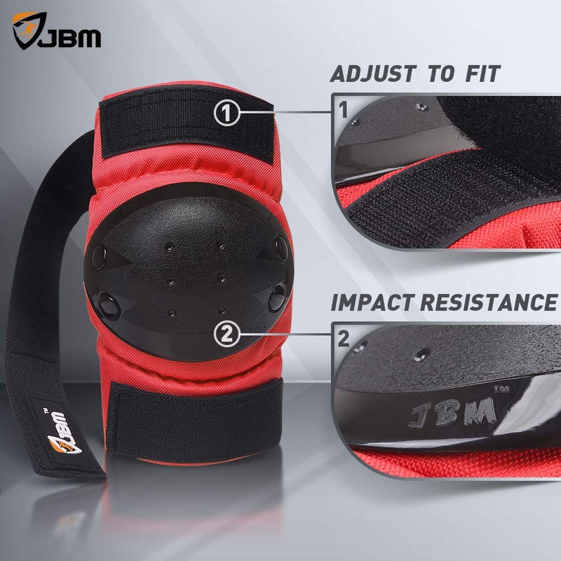 JBM international Adult / Child Knee Pads Elbow Pads Wrist Guards 3 In 1 Protective Gear Set, Red, Youth / Child - Image 3